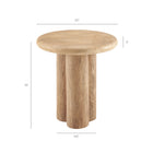 Modway - Tori Rond de 20 pouces Terrasse extérieure Béton Table d’appoint - Travertin-Finition inspirée du bois