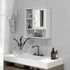 Kleankin - Armoire de salle de bain murale avec miroir, porte et étagère réglable - blanc-Miroir inclus pour mieux vous préparer le matin pour le maquillage ou le rasage   