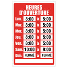 Cosco - Ensemble d’affichage des heures d’ouverture avec chiffres adhérents - 5,25 po x 6 po - panneau intérieur - texte français-Comprend des chiffres et lettres adhérents réutilisables pour une personnalisation et des mises à jour faciles selon les changements d’horaire