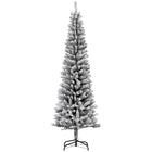 HOMCOM - Arbre de Noël artificiel fin floqué de neige artificielle 6pi-Le design floqué de neige ajoute une atmosphère hivernale 