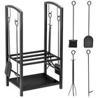HOMCOM - Porte-bûches 16 po à 2 niveaux avec 4 outils- support de rangement pour bois de cheminée-La construction en acier durable garantit une utilisation solide et durable   