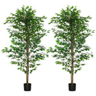 HOMCOM - Arbre s artificiels de ficus 6 pi pour décoration intérieure de la maison - vert - lot de 2-Lot de deux. Belle plante artificielle au design de ficus 