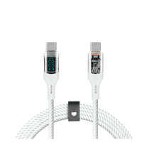 LOGiiX - Piston Connect Cristal 3M 100W - Blanc-Câble USB Type-C transparent de 1,5m, 100W, avec affichage numérique