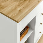 Modway - Farmstead 3 pièces Îlot de cuisine et ensemble de tabouret, Chêne Blanc-Coussinets de pied non marqués