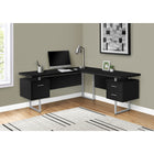 Monarch Specialties - 7619 Bureau 70 po - Noir/Metal Argent/Face L/R-Le dessus de bureau flottante extra-large libère le dessus des unités de rangement pour les utiliser comme surfaces supplémentaires