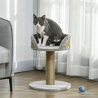 PawHut - Arbre à chat petit avec poteau à griffer, perchoir, balle jouet - gris-Peluche douce à l'intérieur du lit et à la base pour un confort moelleux 