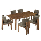 Modway - Alba 7 pièces Ensemble à manger - Noyer taupe-Plateau de table en bois chevron