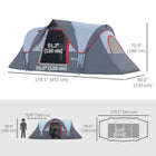 Outsunny - Tente de camping extérieure 5-6 personnes avec crochet pour éclairage, sac de transport, gris-Sac de transport inclus pour faciliter le déplacement  