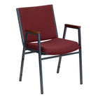 Flash Furniture – Chaise empilable robuste à revêtement et accoudoirs Hercules rembourrée de 3 po, bourgogne à motifs-Style contemporain