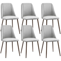 HOMCOM - Chaises de salle à manger avec revêtement toucher velours - gris - lot de 6-Emballé par lot de 6, à utiliser pour s’asseoir lors du dîner, des conversations, et plus encore