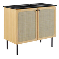 Modway - Chaucer 36" Vanette de salle de bain - Noir de chêne-MDF et panneau de particules