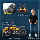 Qaba - Véhicule électrique pour enfants à 3 roues 12V à batterie - jaune-Phares LED lumineux et feux arrière améliorent la visibilité de nuit 