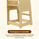 MotionGrey - Tour d’apprentissage Blessy pour tout-petits - Tour d’observation réglable pour cuisine avec barre de sécurité - Bois-6
