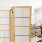 HOMCOM - Cloison de séparation autoportante à 4 panneaux pour chambre - naturel et blanc-Matériau : Bois de pin, Tissu non tissé  
