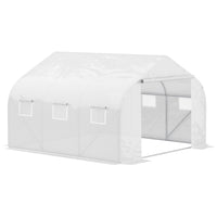 Outsunny - Serre tunnel portable à entrée marchable - 11,5 pi x 10 pi x 6,6 pi- Le cadre en tubes d’acier galvanisé offre une grande stabilité et un bon soutien à la serre  

