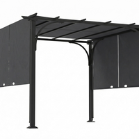 Outsunny - Pergola rétractable 10 pi l x 10 pi L - UPF50+ pergola de jardin extérieure-Pergola de 10 po x 10 po avec auvent coulissant crée un espace spacieux et confortable