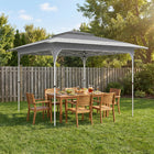 Outsunny - Tente auvent pliante 11.5 pi l x 11.5 pi L avec installation facile à 1 bouton - Gris foncé-Toit en tissu Oxford 210D avec revêtement argenté UPF50+ pour une excellente protection solaire
