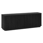 Hudson&Canal - Meuble TV Easton pour téléviseurs jusqu'à 75" - Grain noir-Comprend quatre portes avec armoires fermées et 4 étagères pour un grand espace de rangement