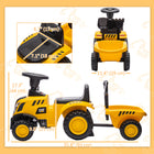 Qaba - Tracteur pour enfants sous licence Caterpillar avec pelle, remorque - jaune-Remorque attachée pour un rangement pratique des jouets et outils 