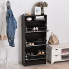 HOMCOM - Armoire à chaussures étroite avec 3 abattants et étagère ouverte - café-Peut contenir jusqu’à 9 paires de chaussures dans trois tiroirs basculants 