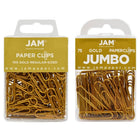 JAM Paper - Paquet combiné de trombones colourés - standard et jumbo - trombones dorés - 1 paquet de 100 et 1 paquet de 75-Couleur : Or