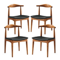 Modway - Tracy Chaises de salle à manger Ensemble de 4 - Noir-Couture fine