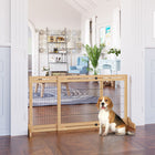 PawHut - Barrière pour animaux autoportante avec longueur réglable de 41 po à 72 po - naturel-Construction fiable en bois de pin et fil d'acier 