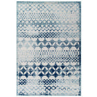 Modway - Reflect Giada Abstract Diamant Marocain Treillis Tapis intérieur/extérieur 5 pi l x 8 pi L - Ivoire et bleu-Tapis de treillis marocain en diamant vieilli