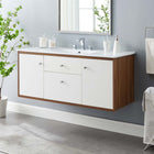 Modway - Transmit 48" Vanité de salle de bain murale - Blanc noyer-Conception murale
