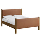 Modway - Maven Grandeur nature Cuir végétalien rembourré Lit de plateforme, Noyer Tan-Assemblée requise