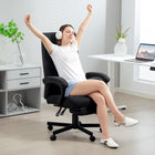 Vinsetto - Fauteuil de bureau pivotant à haut dossier inclinable avec repose-pieds et accoudoirs rembourrés - noir-Les roulettes pivotantes et le siège assurent une mobilité facile et rapide