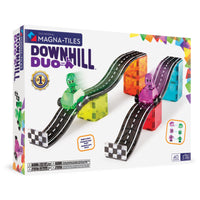 Magna-Tiles - Monde Des Dinosaures Ensemble De Construction Magnétique De 40 pièces, La Marque De Construction Magnétique Originale-Ce Qui Est Inclus:  40 pièces magnétiques translucides, dont 4 rampes, 2 véhicules (vert et violet), 2 figurines (vert et violet), 6 carrés de route, 2 rectangles de ligne d’arrivée et 24 petits carrés