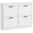 HOMCOM - Armoire à chaussures étroite avec tiroirs rabattables et étagère réglable pour entrée - blanc-Le meuble à chaussures moderne s'accorde avec la plupart des styles de mobilier de maison 