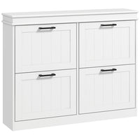 HOMCOM - Armoire à chaussures étroite avec tiroirs rabattables et étagère réglable pour entrée - blanc-Le meuble à chaussures moderne s'accorde avec la plupart des styles de mobilier de maison 