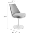 Modway - Lippa Salle à manger pivotante Rembourré Fauteuil d’appoint - Blanc gris clair-Design sans bras avec base sur piédestal