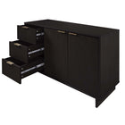 Manhattan Comfort - Buffet moderne Granville 140 cm - Noir-Base de balai contemporain ouverte avec pieds latéraux ajoutant un design de mode sans couture et de la durabilité