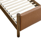 Modway - Maven Taille jumelle Cuir végétalien rembourré Lit de plateforme, Noyer Tan-Capacité de poids : 794 lb.