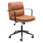 Zuo - Birao Chaise de bureau - Brun-Accoudoirs offrant soutien et confort supplémentaires