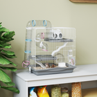 PawHut - Cage à hamster 3 niveaux, cage portable pour gerbille avec tunnel - gris-Le système de tunnels DIY prolonge la cage de votre hamster pour un espace de jeu captivant  

