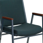 Flash Furniture – Chaise empilable robuste à revêtement vert à motifs et rembourrage de 3 po Hercules, avec accoudoirs, 4/pqt-Siège en contreplaqué épais de 0,625 po