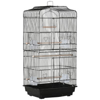 PawHut - Cage à oiseaux 36 po H avec poignée - noir-Volière avec suffisamment d'espace pour les petits oiseaux tels que les pinsons et les perruches 