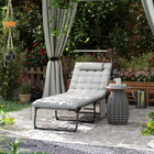 Outsunny - Chaise de bronzage pliante - chaise longue avec auvent - gris clair-Chaises en tissu textilène améliorant la respirabilité et le confort