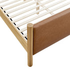 Modway - Maven Grandeur nature Cuir végétalien rembourré Lit de plateforme, Tan Oak-Capacité de poids : 794 lb.
