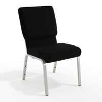 Flash Furniture – Chaise d’église emp. Hercules, 18,5 po de large, siège de 4,25 po d’épaisseur, noir, cadre argenté, 40-Chaise d'église multi-usages