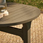 Modway - Saratoga Ovale Terrasse extérieure Bois de teck Table basse - Gris vieilli-Glissières de plancher sans marquage