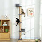 PawHut - Meuble mural pour chat avec 4 plateformes de repos pour intérieur - gris foncé-Se fixe directement au mur, assurant une excellente stabilité sans vacillement 