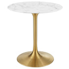 Modway - Lippa Rond de 28 po Faux marbre Table à manger, Or Blanc-Table à manger moderne