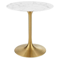 Modway - Lippa Rond de 28 po Faux marbre Table à manger, Or Blanc-Table à manger moderne