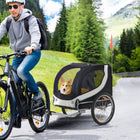 Aosom - Remorque pour chien à vélo, chariot pour animal, wagon de voyage, porte-bagages, blanc-Portes avant et arrière à fermeture éclair pour une entrée facile 