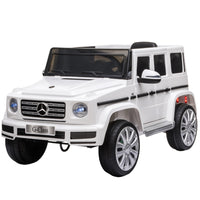 Aosom - mercedes-benz g500 licensed 12v voiture électrique pour enfants - blanc-Apparence réaliste de la voiture, klaxon, musique, phares lumineux, design aérodynamique et 2 portes ouvrables 